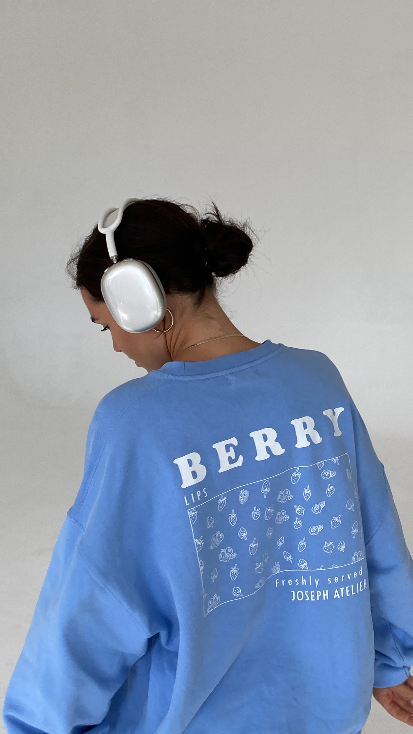 berry lips cozy sweater baby blue
