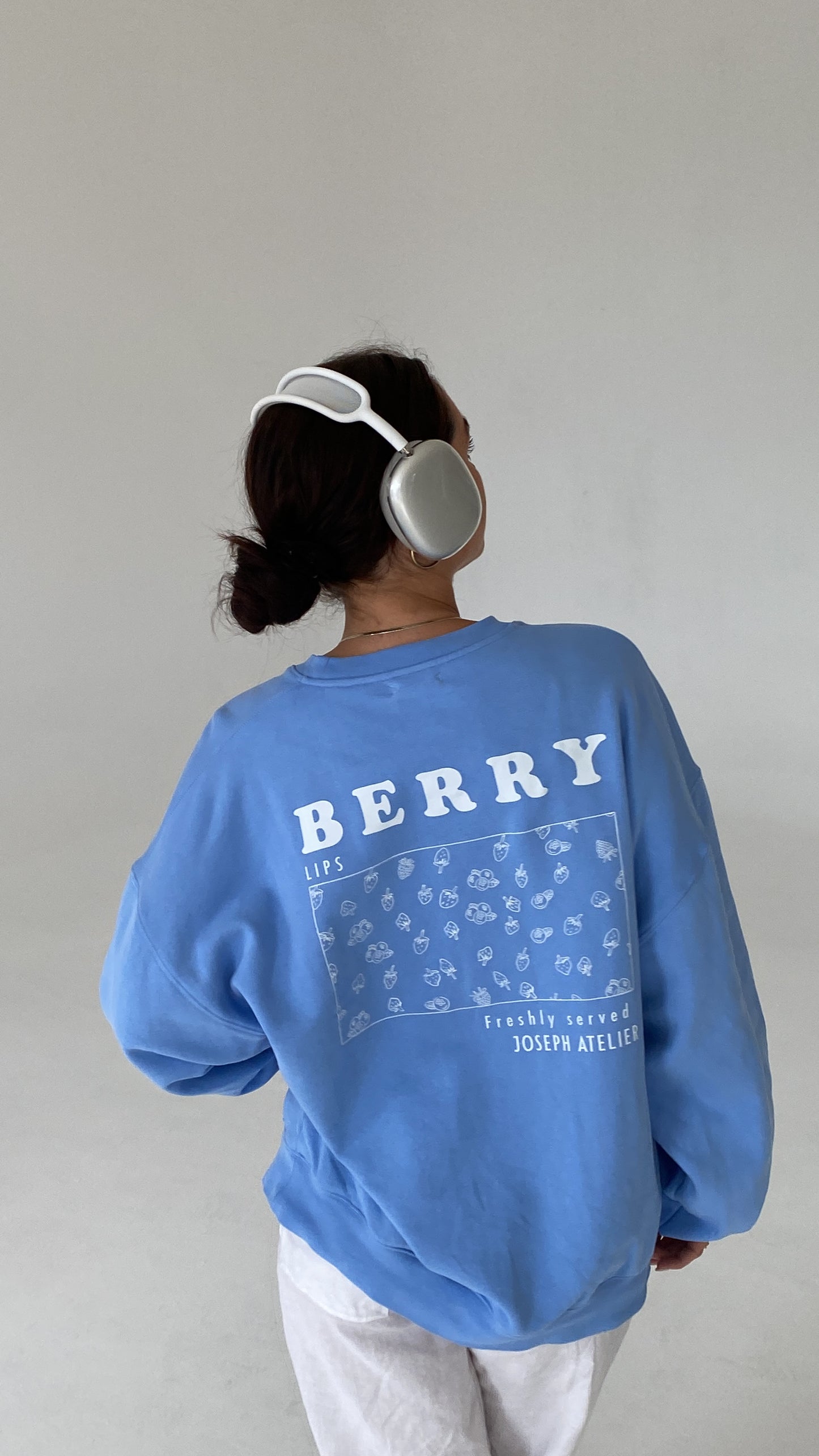berry lips cozy sweater baby blue
