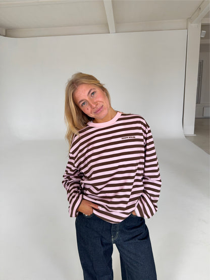 classic longsleeve - pink/brown stripes