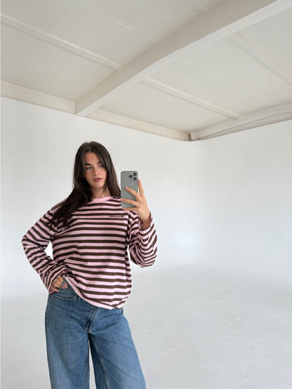 classic longsleeve - pink/brown stripes