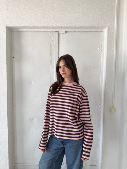 classic longsleeve - pink/brown stripes