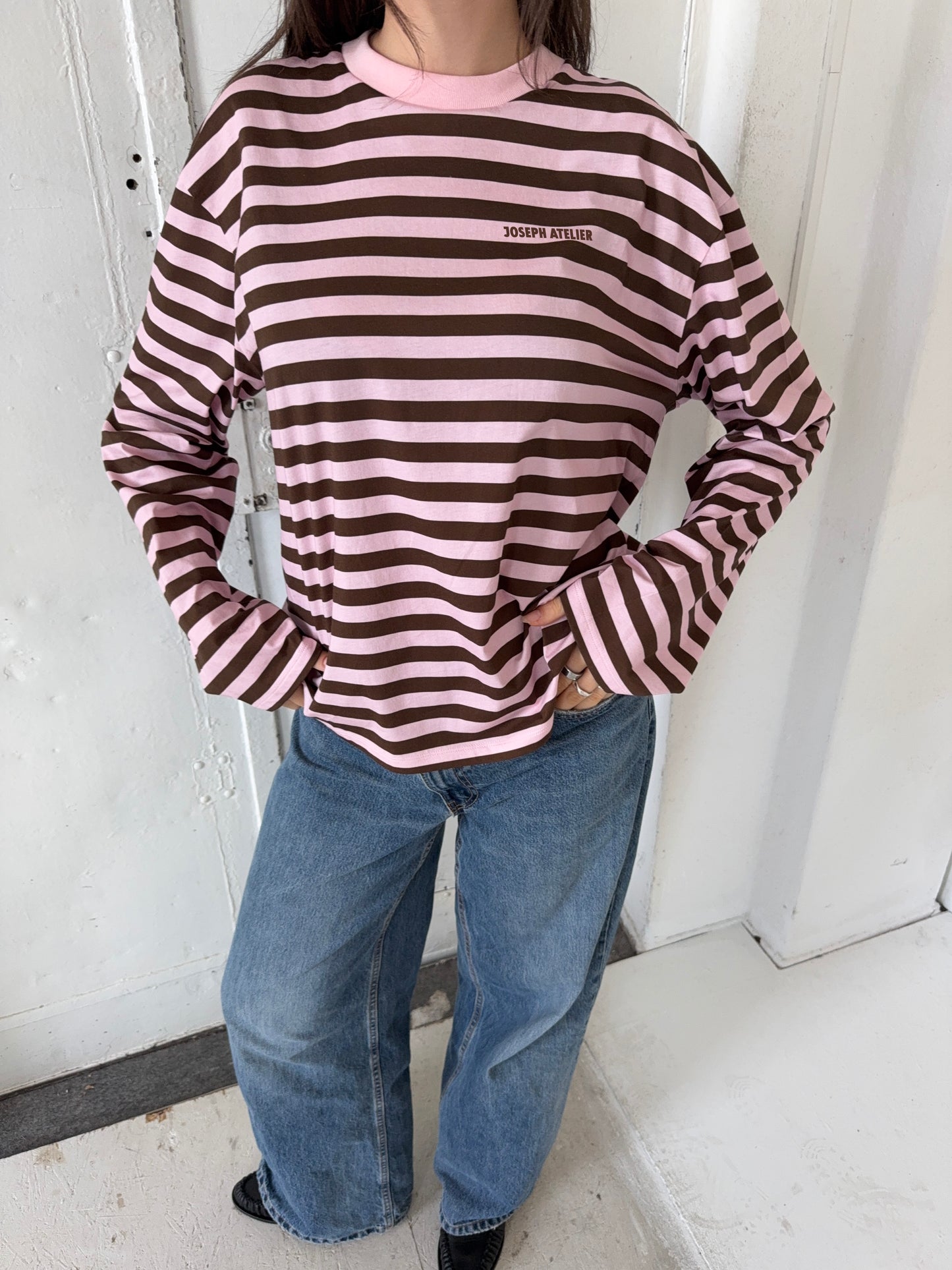 classic longsleeve - pink/brown stripes