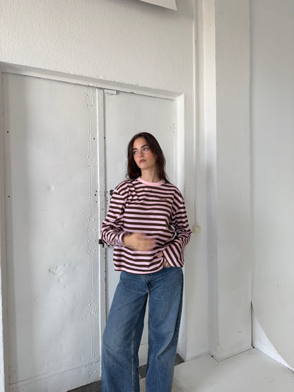 classic longsleeve - pink/brown stripes