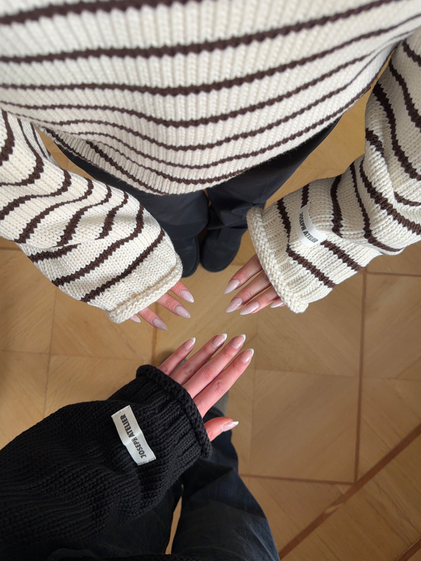 chunky knit stripes - brown & cream