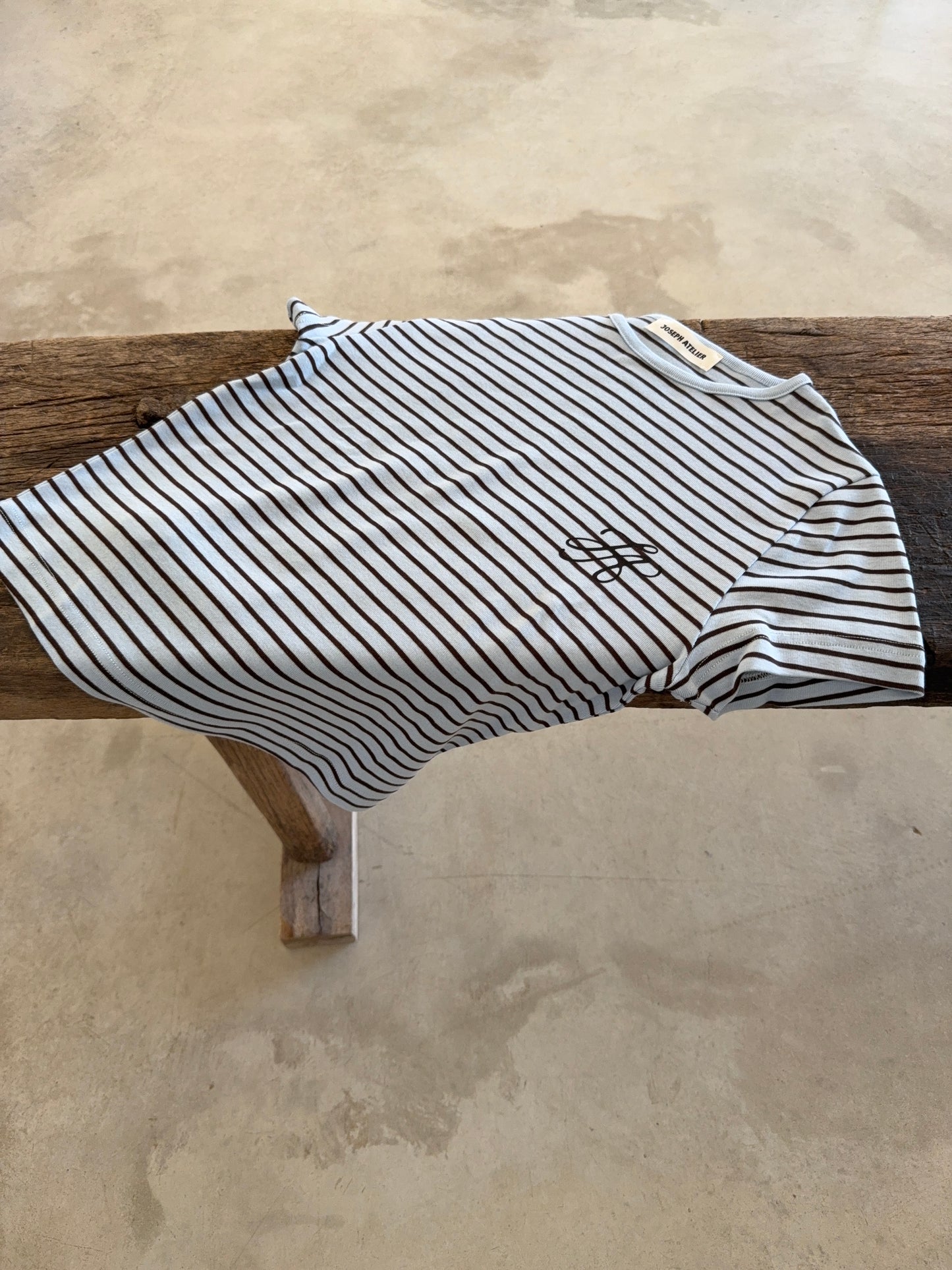 baby tee stripes - blue & brown