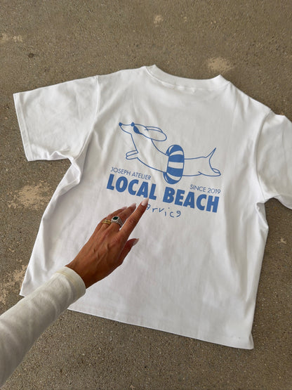 boxy tee white - local beach