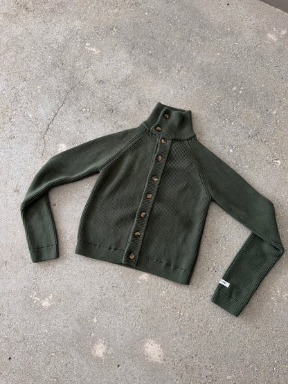 rib cardigan sweater olive
