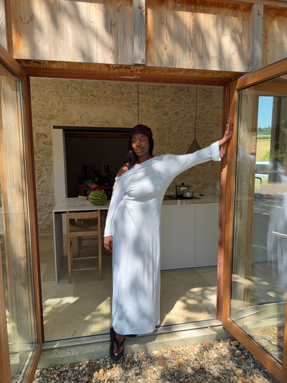 light jersey button dress maxi baby blue