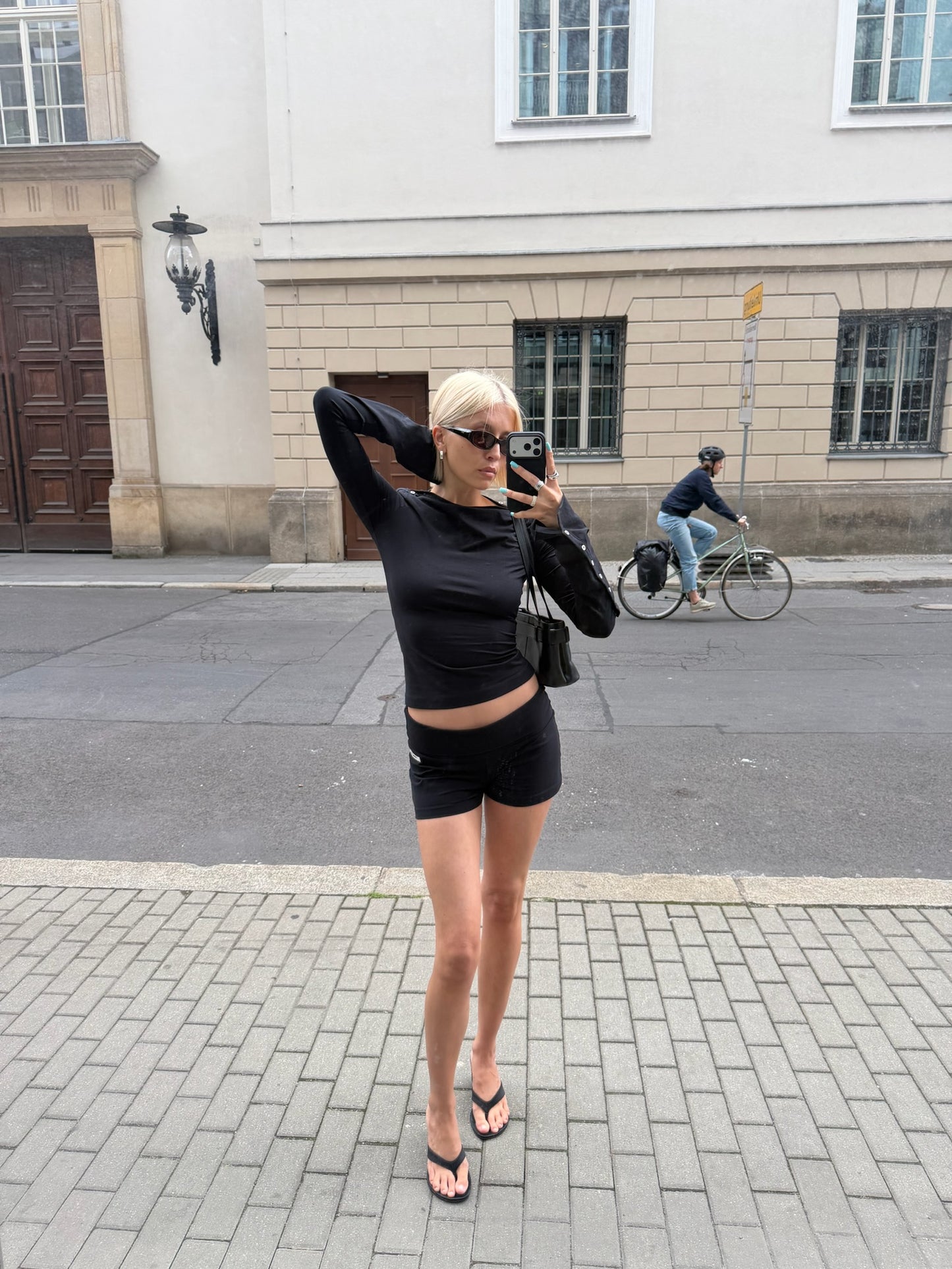foldover shorts black