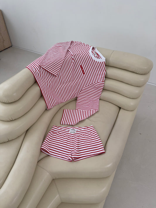 classic shorts stripes - red & cream