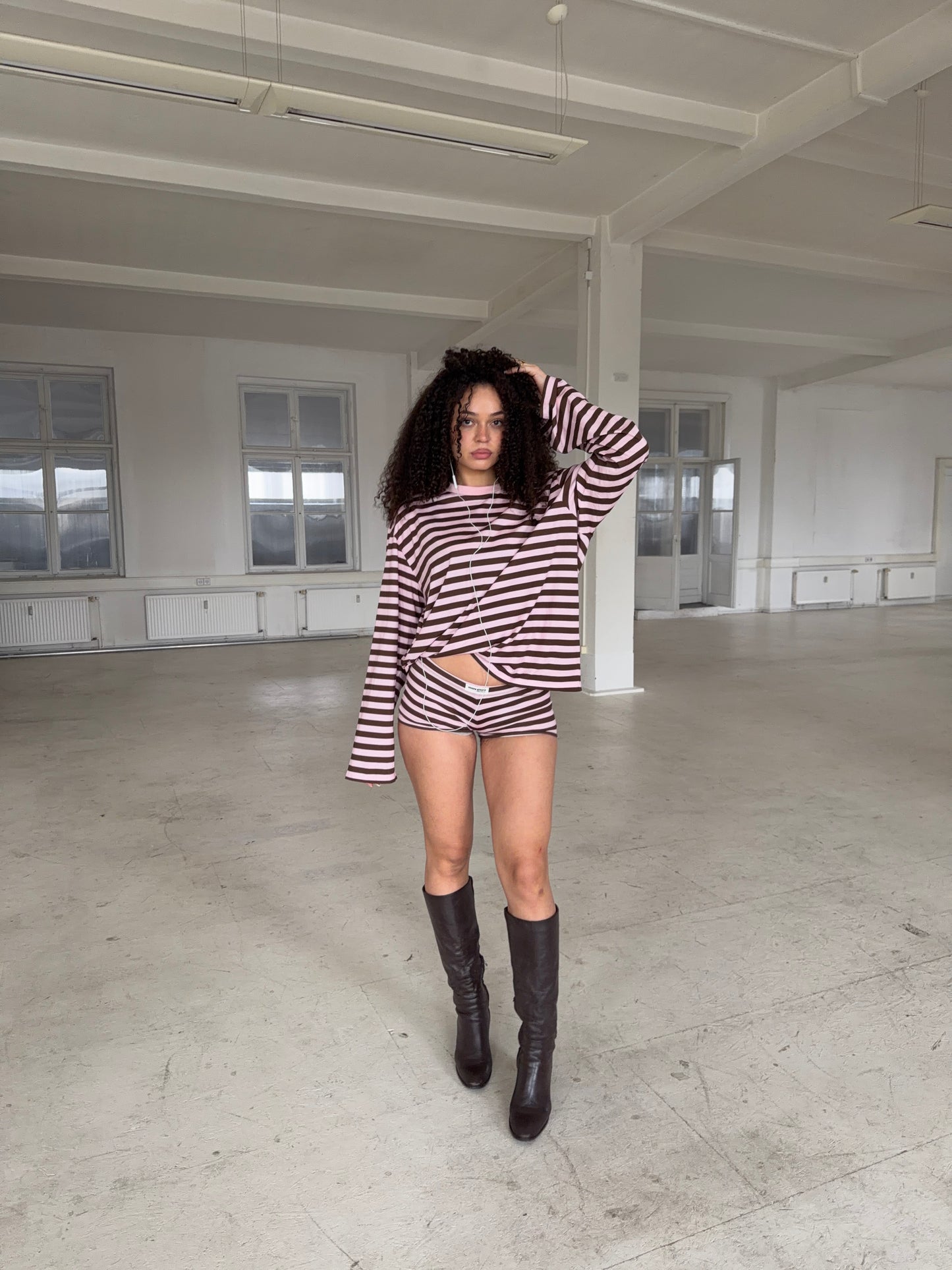 classic longsleeve - pink/brown stripes