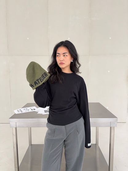 beanie hat olive green