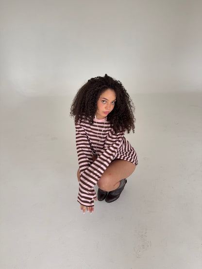 soft set pink/brown stripes