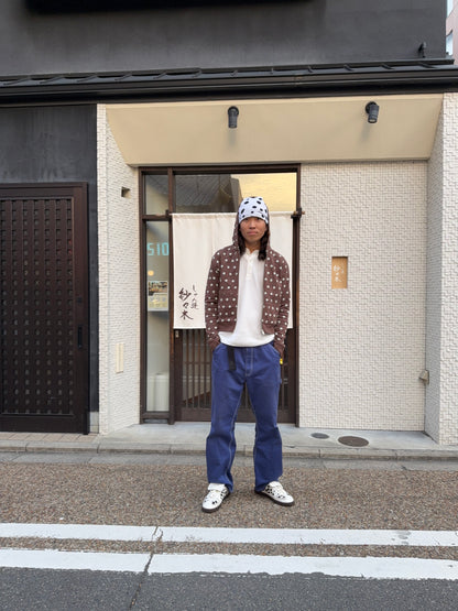 slim fit zipper hoodie dots