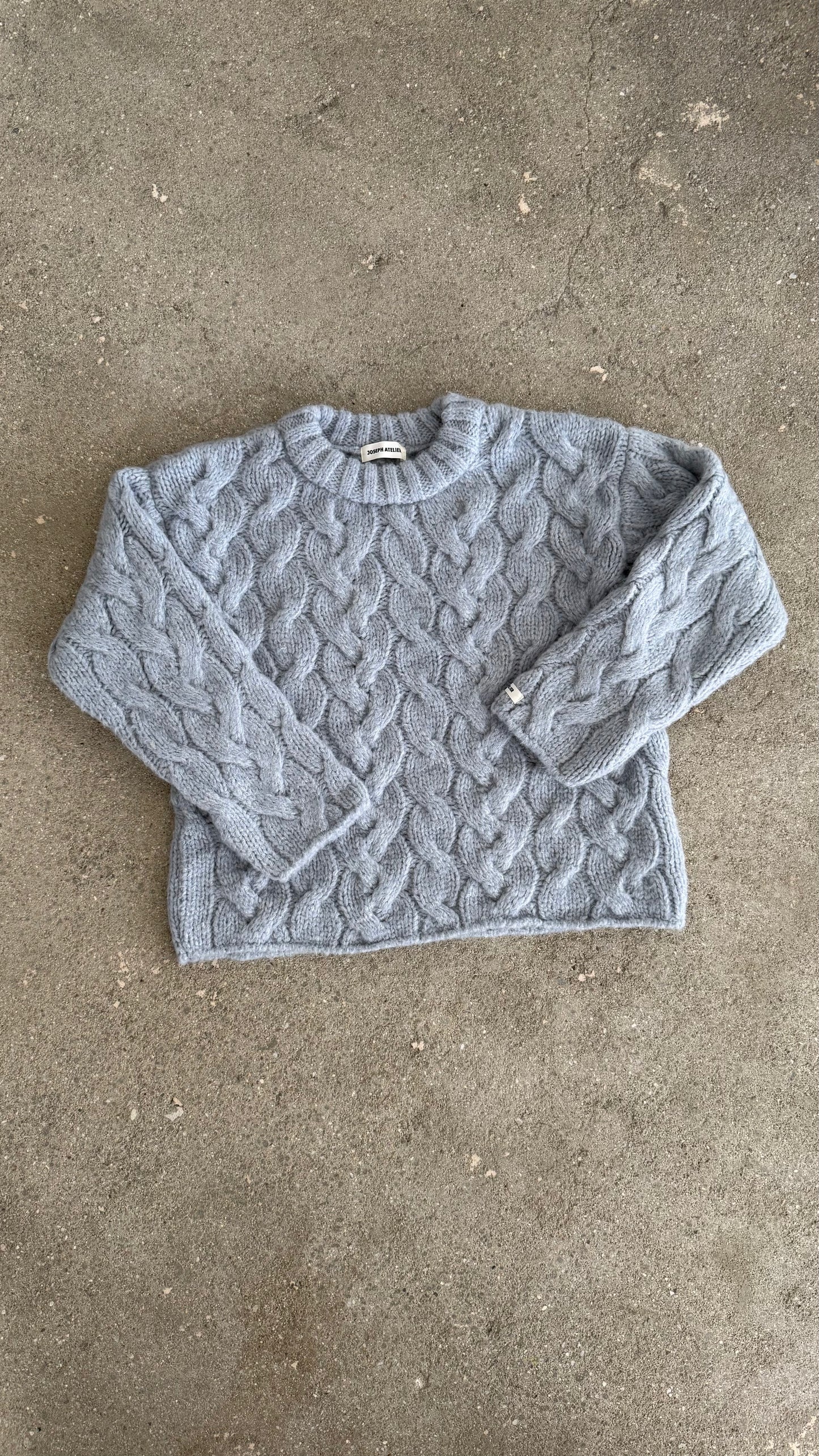 soft cable sweater dusty blue