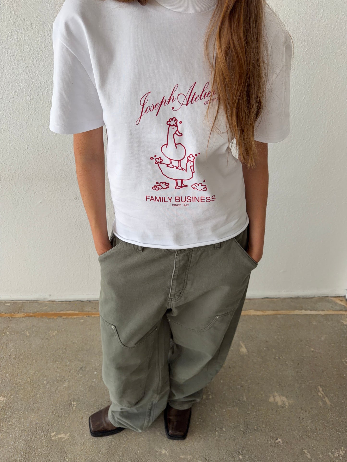 boxy tee cropped white - family business