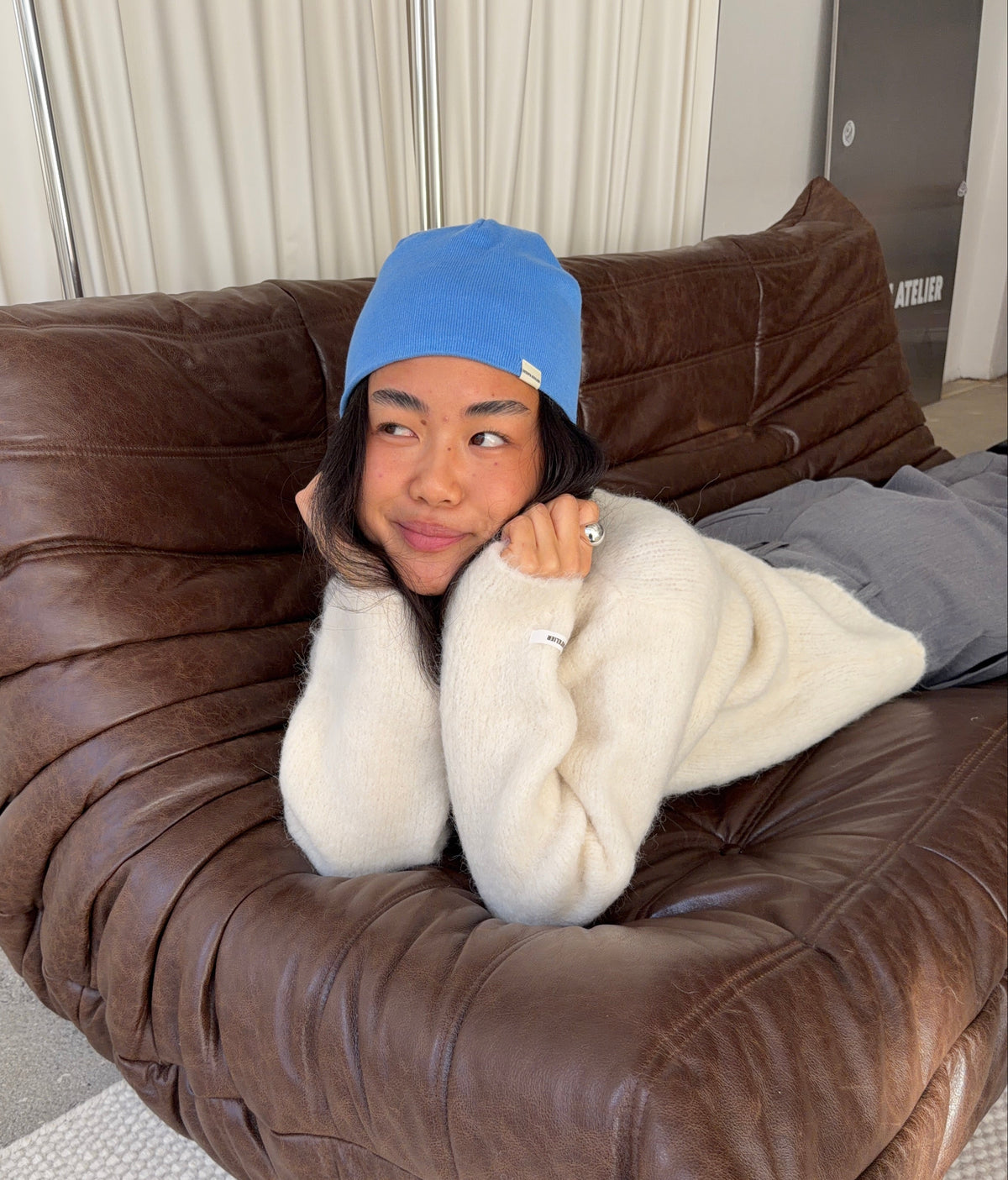 beanie hat blue