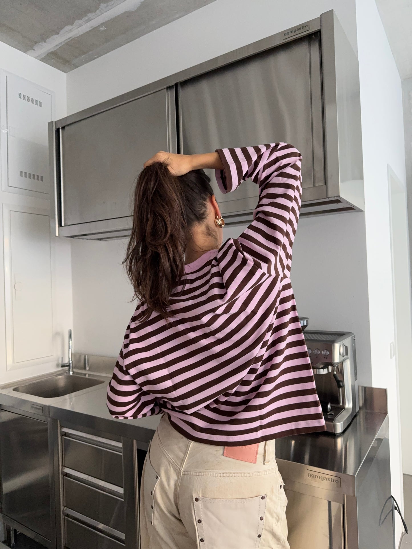 classic longsleeve - pink/brown stripes