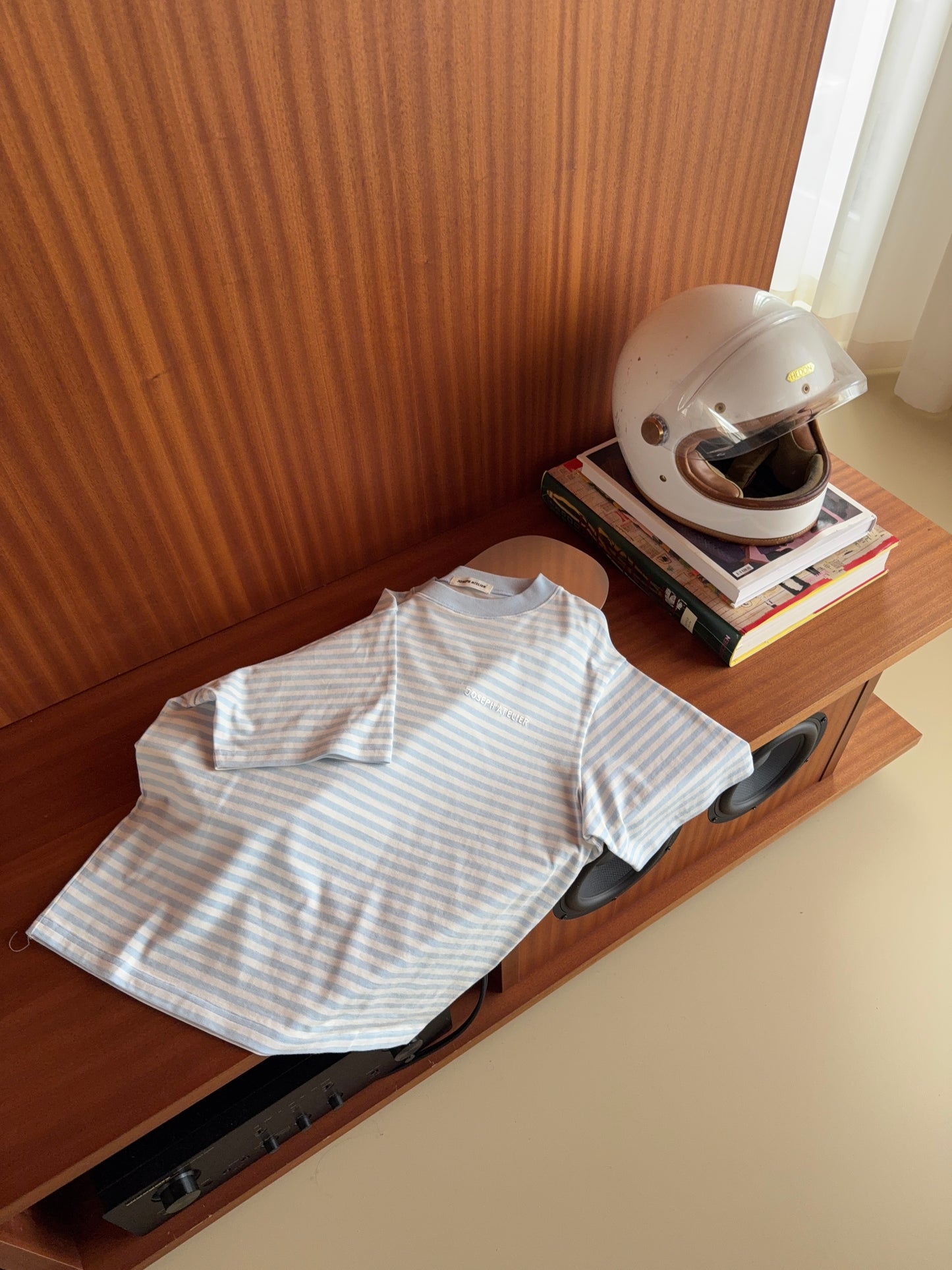 boxy tee stripes - baby blue & cream
