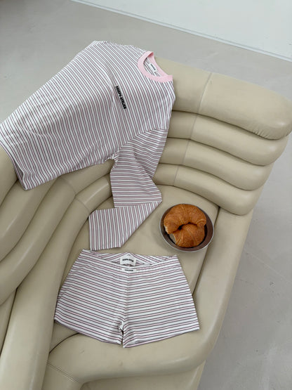 classic shorts stripes - pink/brown/cream