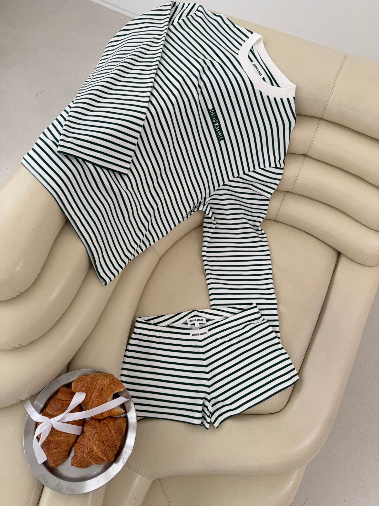 soft set stripes - green & cream