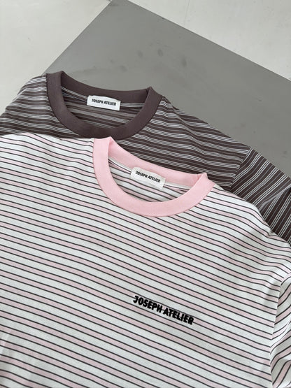 classic longsleeve stripes - pink/brown/cream