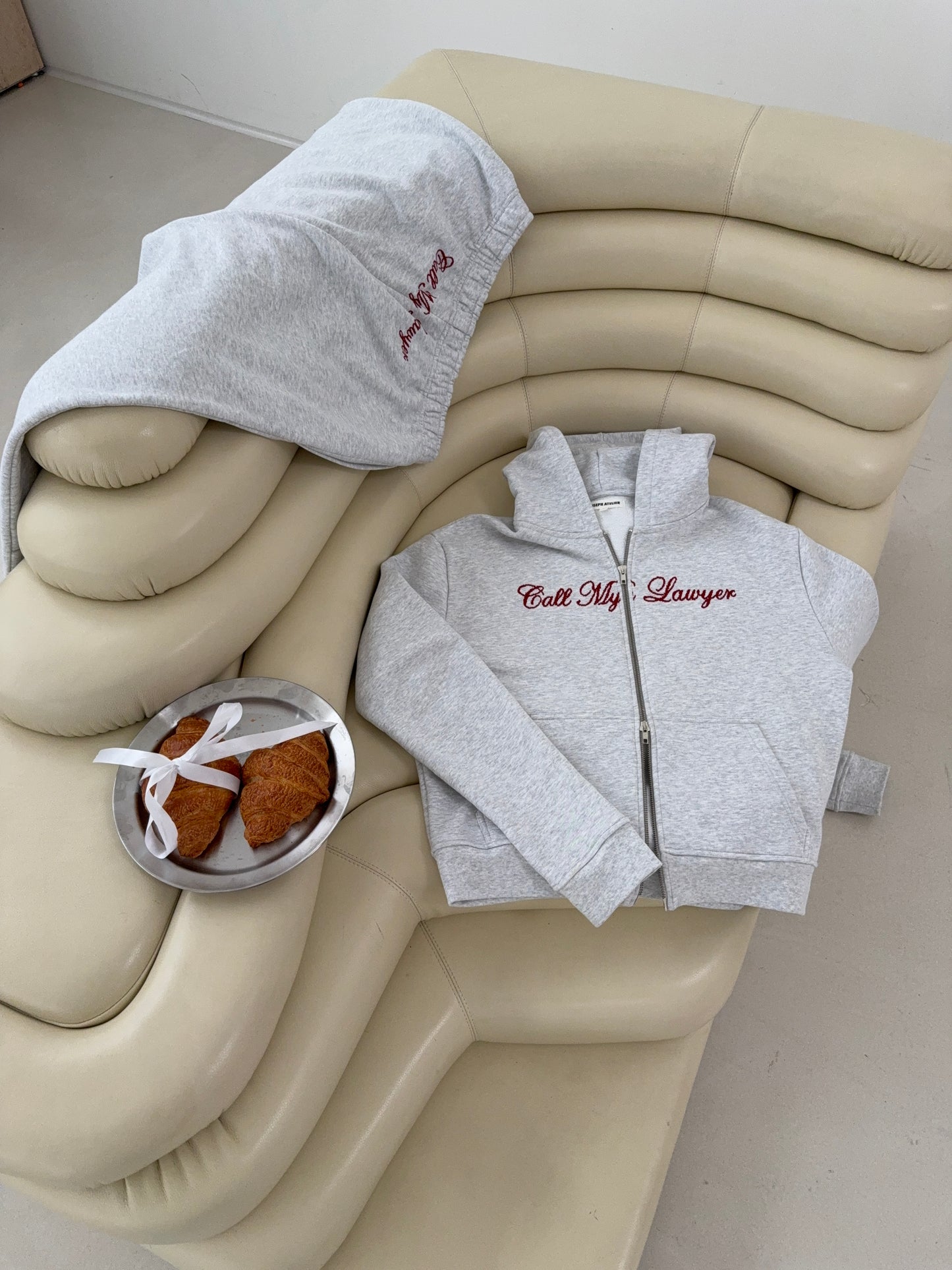 slim fit zipper hoodie grey melange