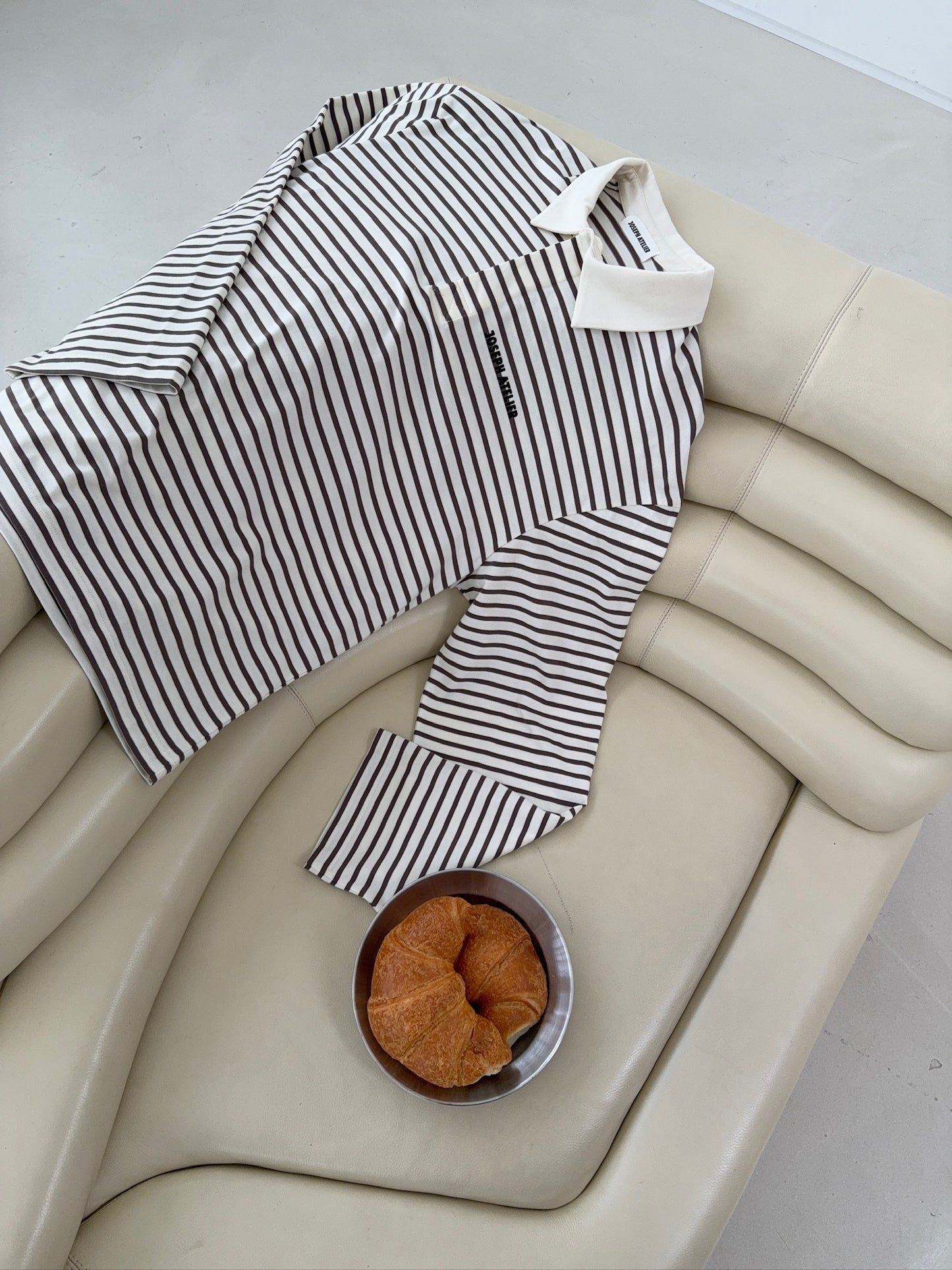 polo longsleeve stripes - brown & cream