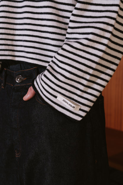 light knit longsleeve stripes - navy & cream
