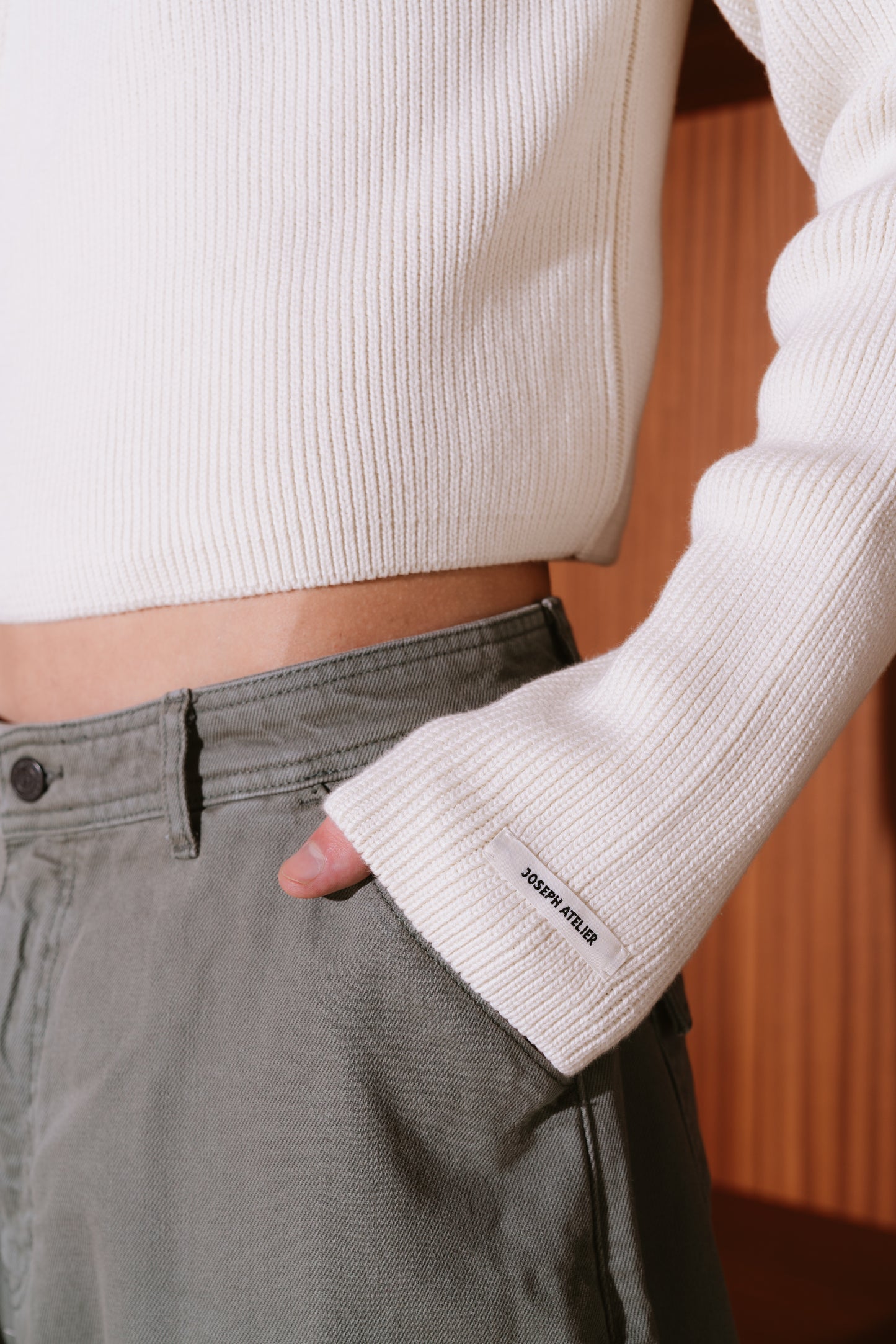 asymetric zip sweater cream