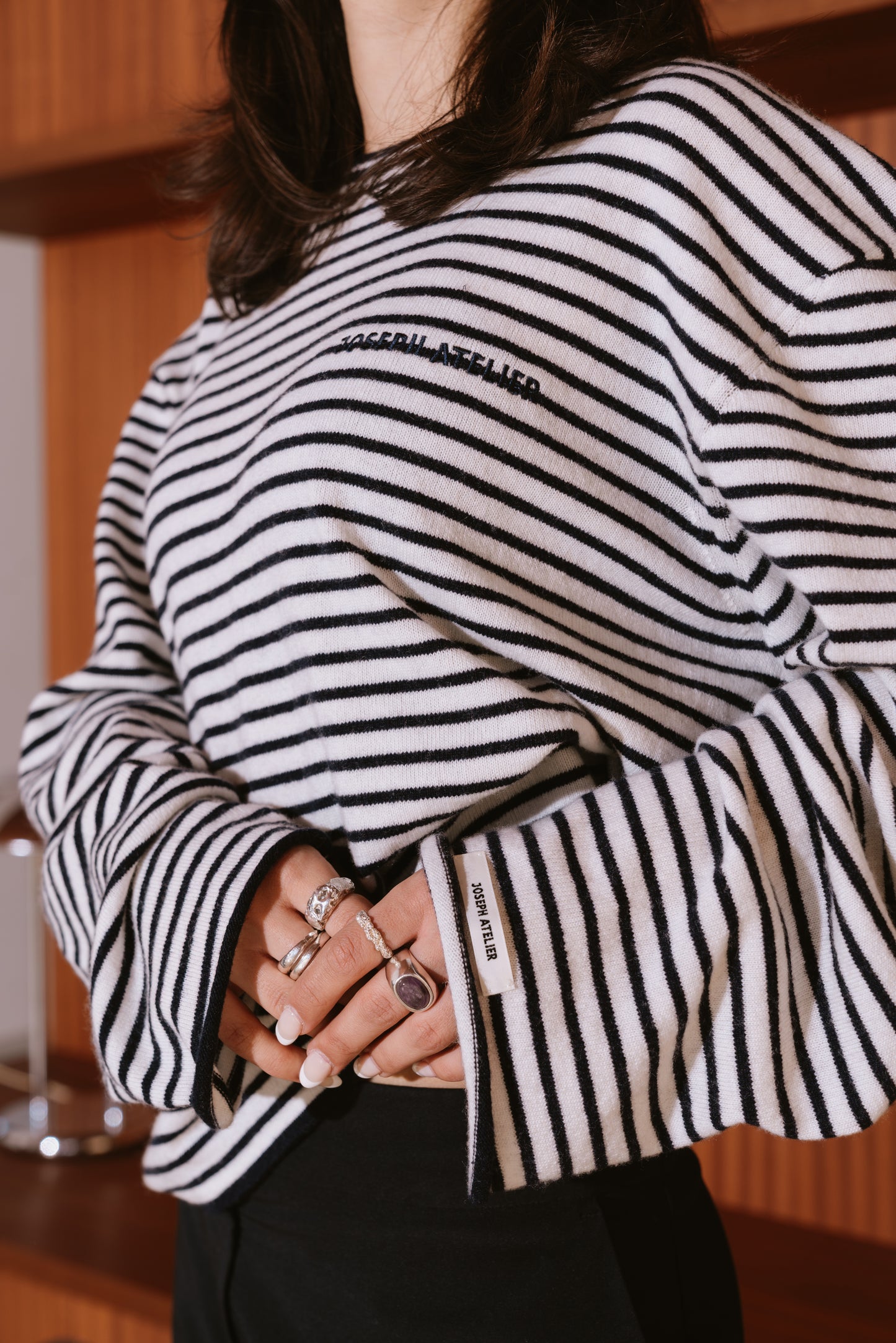 light knit longsleeve stripes - navy & cream